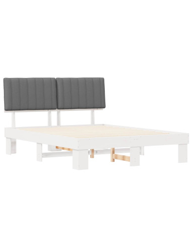 Letto con Testiera Rivestita Grigio chiaro 150 x 200 cm