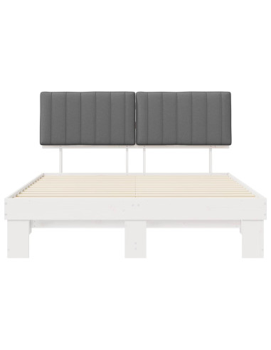 Letto con Testiera Rivestita Grigio chiaro 150 x 200 cm