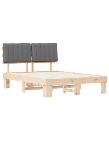 Letto con Testiera Rivestita Grigio chiaro 140 x 200 cm