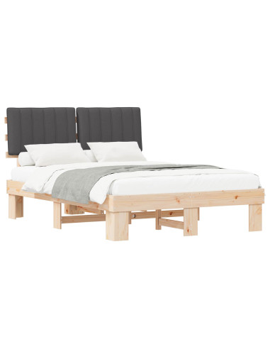 Letto con Testiera Rivestita Grigio scuro 140 x 200 cm