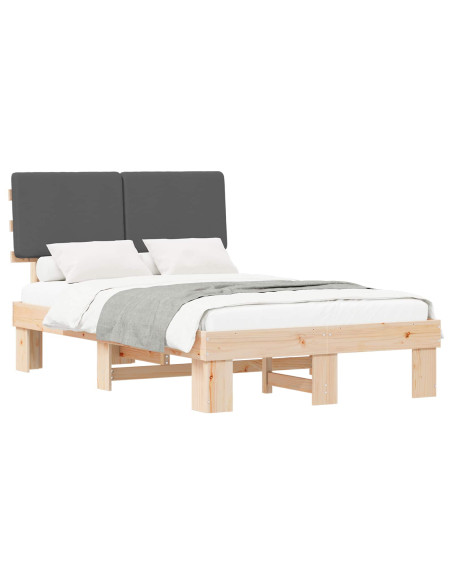 Letto con Testiera Rivestita Grigio scuro 120 x 200 cm