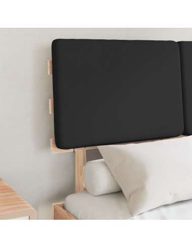 Letto con Testiera Rivestita Nero 120 x 200 cm Pino massello
