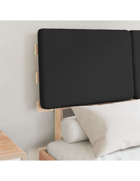 Letto con Testiera Rivestita Nero 120 x 200 cm Pino massello