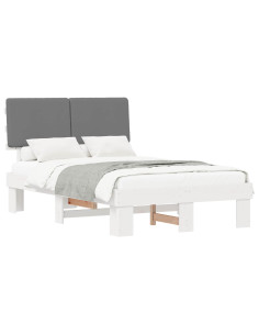 Letto con Testiera Rivestita Grigio chiaro 120 x 200 cm 2