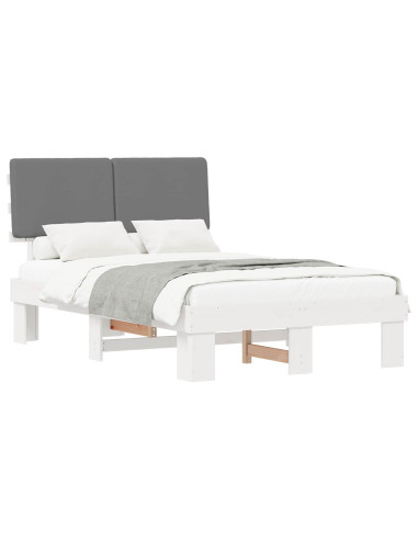 Letto con Testiera Rivestita Grigio chiaro 120 x 200 cm