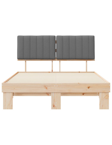 Letto con Testiera Rivestita Grigio chiaro 140 x 190 cm