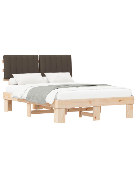 Letto con Testiera Rivestita Talpa 140 x 190 cm Pino massello