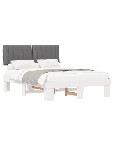 Letto con Testiera Rivestita Grigio chiaro 140 x 190 cm