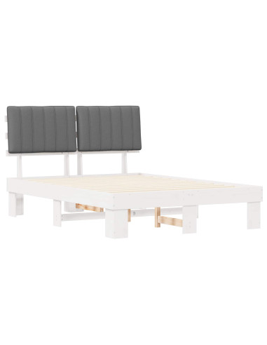 Letto con Testiera Rivestita Grigio chiaro 140 x 190 cm