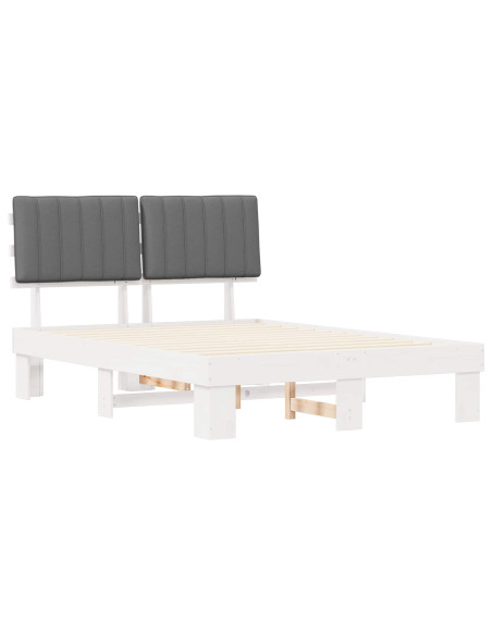Letto con Testiera Rivestita Grigio chiaro 140 x 190 cm