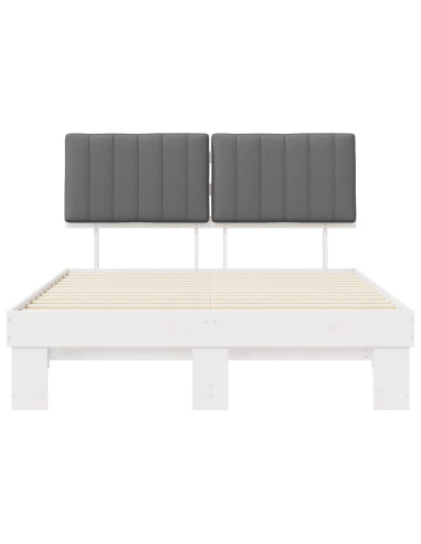 Letto con Testiera Rivestita Grigio chiaro 140 x 190 cm