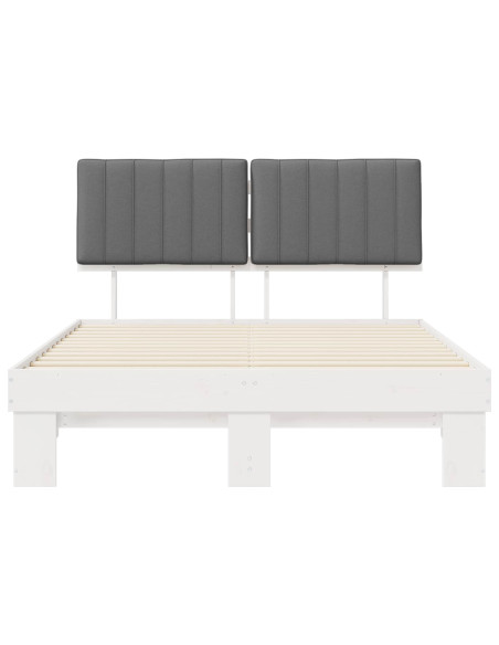 Letto con Testiera Rivestita Grigio chiaro 140 x 190 cm