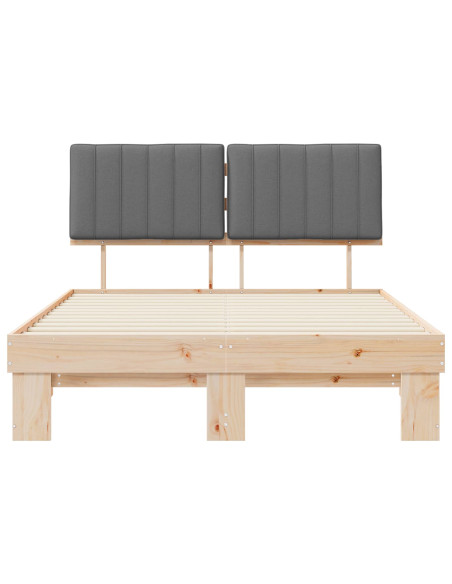 Letto con Testiera Rivestita Grigio chiaro 135 x 190 cm
