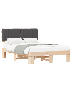 Letto con Testiera Rivestita Grigio scuro 135 x 190 cm 2