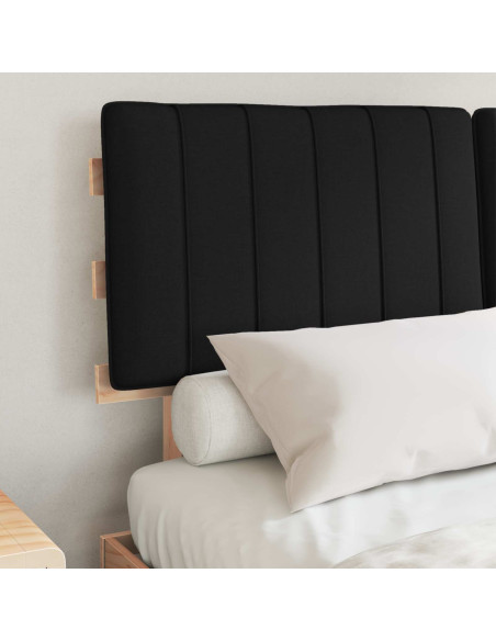Letto con Testiera Rivestita Nero 135 x 190 cm Pino massello