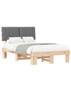 Letto con Testiera Rivestita Grigio chiaro 120 x 190 cm 2