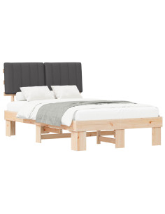 Letto con Testiera Rivestita Grigio scuro 120 x 190 cm 2