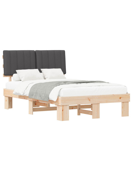 Letto con Testiera Rivestita Grigio scuro 120 x 190 cm
