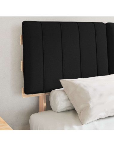 Letto con Testiera Rivestita Nero 120 x 190 cm Pino massello