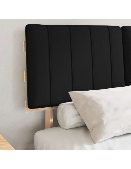 Letto con Testiera Rivestita Nero 120 x 190 cm Pino massello