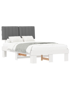 Letto con Testiera Rivestita Grigio chiaro 120 x 190 cm 2