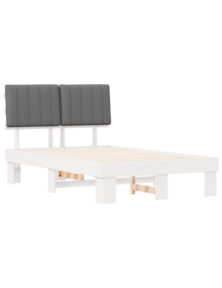 Letto con Testiera Rivestita Grigio chiaro 120 x 190 cm
