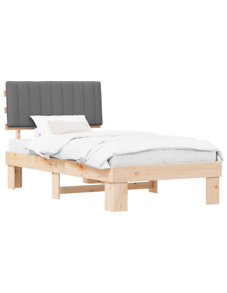 Letto con Testiera Rivestita Grigio chiaro 100 x 200 cm