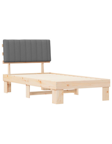 Letto con Testiera Rivestita Grigio chiaro 100 x 200 cm