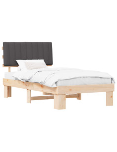 Letto con Testiera Rivestita Grigio scuro 100 x 200 cm 2