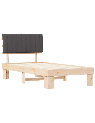 Letto con Testiera Rivestita Grigio scuro 100 x 200 cm