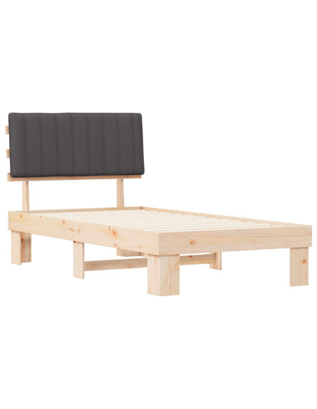 Letto con Testiera Rivestita Grigio scuro 100 x 200 cm