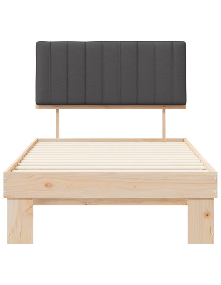 Letto con Testiera Rivestita Grigio scuro 100 x 200 cm