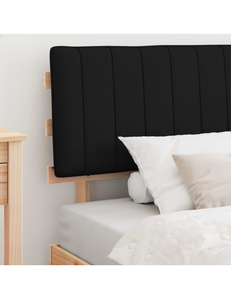 Letto con Testiera Rivestita Nero 100 x 200 cm Pino massello