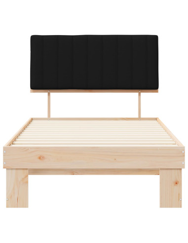 Letto con Testiera Rivestita Nero 100 x 200 cm Pino massello