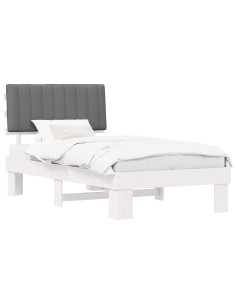 Letto con Testiera Rivestita Grigio chiaro 100 x 200 cm 2
