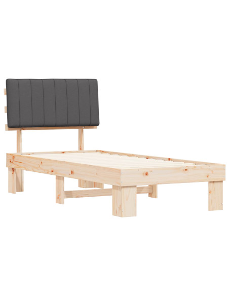 Letto con Testiera Rivestita Grigio scuro 90 x 200 cm