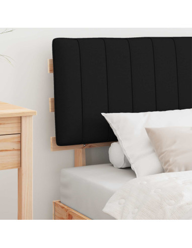 Letto con Testiera Rivestita Nero 90 x 200 cm Pino massello