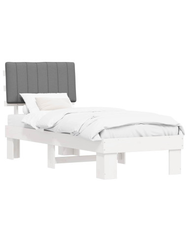 Letto con Testiera Rivestita Grigio chiaro 80 x 200 cm
