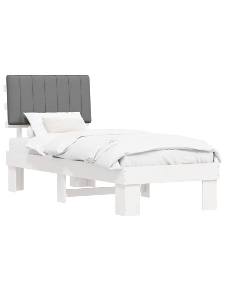 Letto con Testiera Rivestita Grigio chiaro 80 x 200 cm