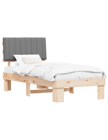 Letto con Testiera Rivestita Grigio chiaro 90 x 190 cm
