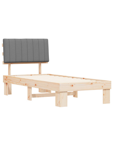 Letto con Testiera Rivestita Grigio chiaro 90 x 190 cm
