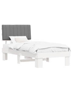 Letto con Testiera Rivestita Grigio chiaro 90 x 190 cm 2