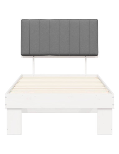 Letto con Testiera Rivestita Grigio chiaro 90 x 190 cm
