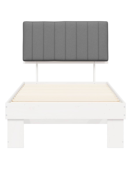 Letto con Testiera Rivestita Grigio chiaro 90 x 190 cm