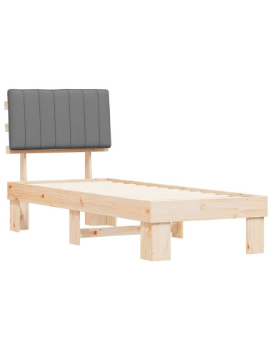 Letto con Testiera Rivestita Grigio chiaro 75 x 190 cm