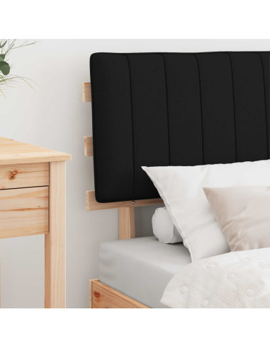 Letto con Testiera Rivestita Nero 75 x 190 cm Pino massello