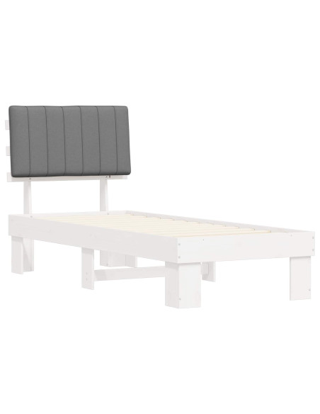 Letto con Testiera Rivestita Grigio chiaro 75 x 190 cm