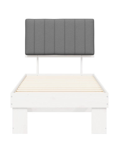 Letto con Testiera Rivestita Grigio chiaro 75 x 190 cm