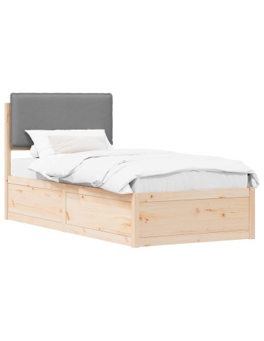 Letto con Testiera Rivestita Grigio chiaro 100 x 200 cm