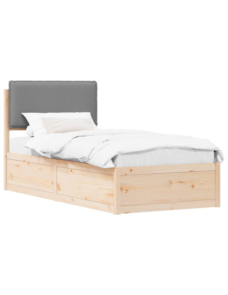 Letto con Testiera Rivestita Grigio chiaro 100 x 200 cm